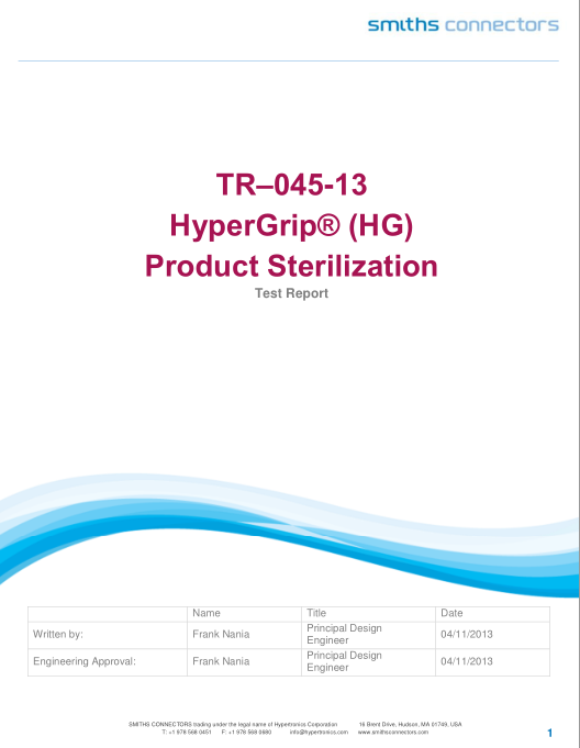 HyperGrip Sterilization Test Report